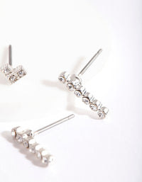 Silver Geometric Heart Stick Stud Pack - link has visual effect only