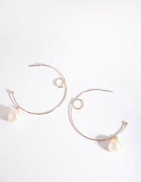 Rose Gold Pearl Open Hoop Earrings - link has visual effect only