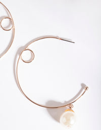 Rose Gold Pearl Open Hoop Earrings - link has visual effect only