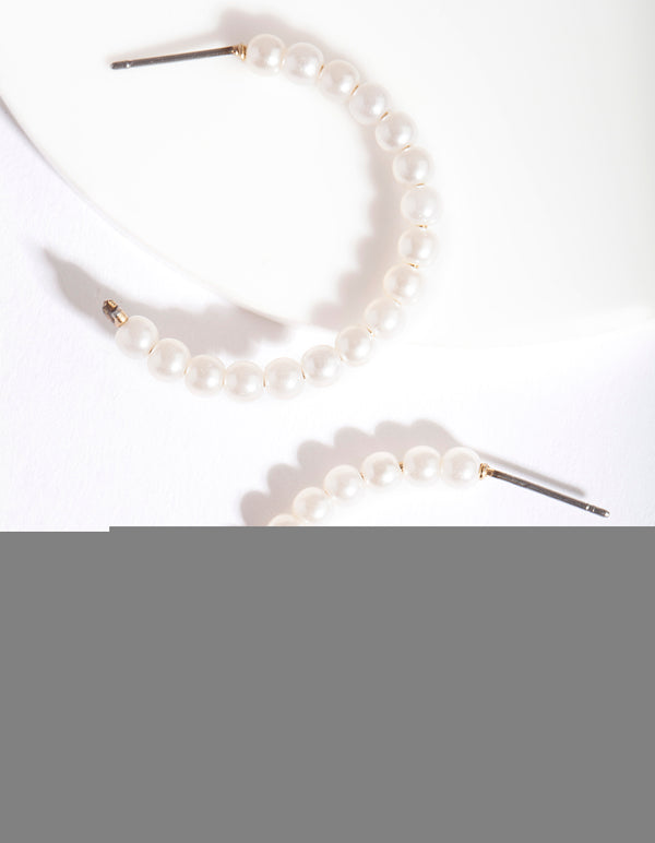 Pearl Open Hoop Earrings