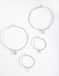 Rose Gold Diamante Hoop Earring Pack - link has visual effect only