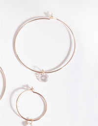 Rose Gold Diamante Hoop Earring Pack - link has visual effect only