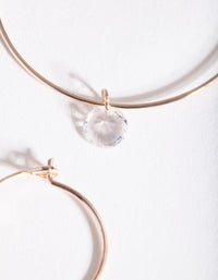 Rose Gold Diamante Hoop Earring Pack - link has visual effect only