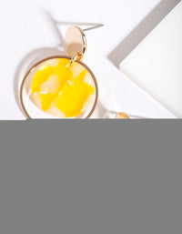 Gold Yellow Acrylic Disc Earrings - link has visual effect only