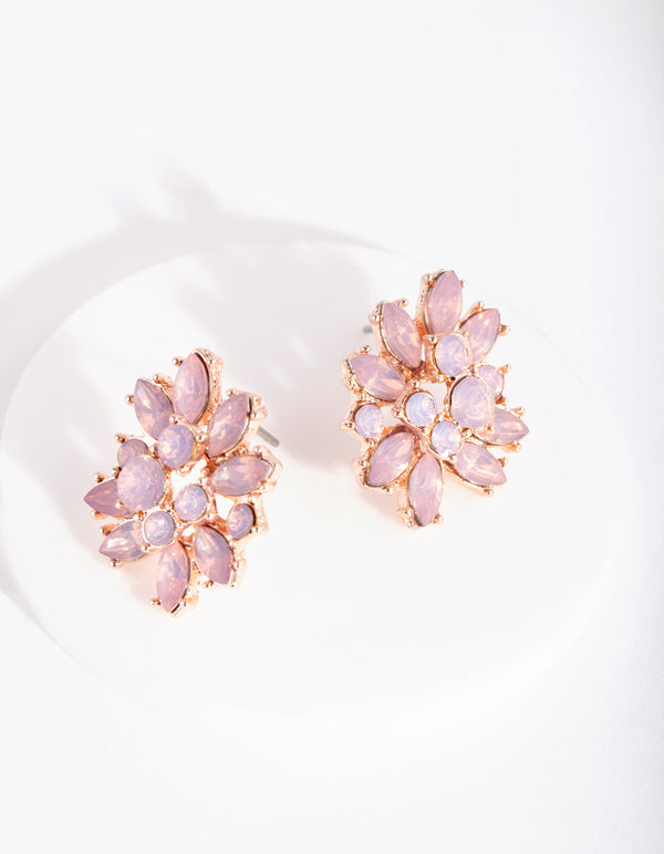 Opalescent Pink Flower Stud