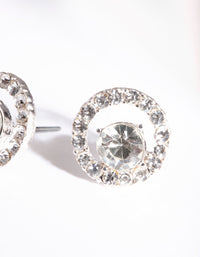 Silver Diamante Circle Stud Earrings - link has visual effect only