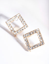 Gold Diamante Square Stud Earrings - link has visual effect only