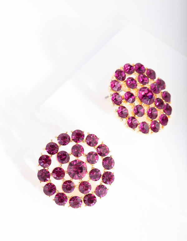 Pink Bling Stud Earrings