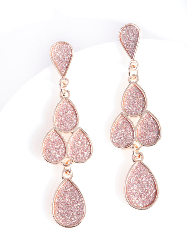 Rose Gold Glitter Charm Earrings