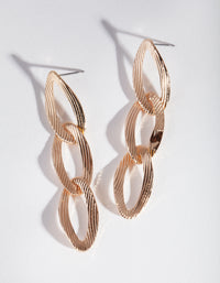 Gold Textured Oval Link Earrings - link has visual effect only