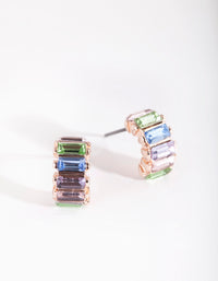 Rose Gold Baguette Stone Huggie Earrings - link has visual effect only