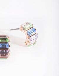 Rose Gold Baguette Stone Huggie Earrings - link has visual effect only