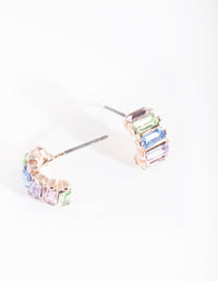 Rose Gold Baguette Stone Huggie Earrings - link has visual effect only