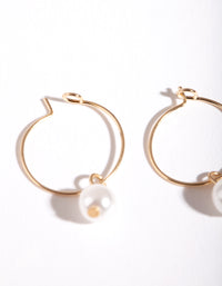 Gold 3mm Pearl Hoop Earrings - link has visual effect only