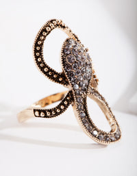 Gold Textured Diamante Snake Ring - link has visual effect only