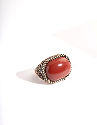 Antique Gold Swirl Brown Stone Ring - link has visual effect only