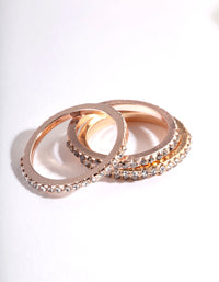 Mixed Metal Diamante Arrow Cut 3 Stack Ring Pack - link has visual effect only