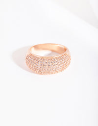 Rose Gold Cubic Zirconia Round Pave Ring - link has visual effect only