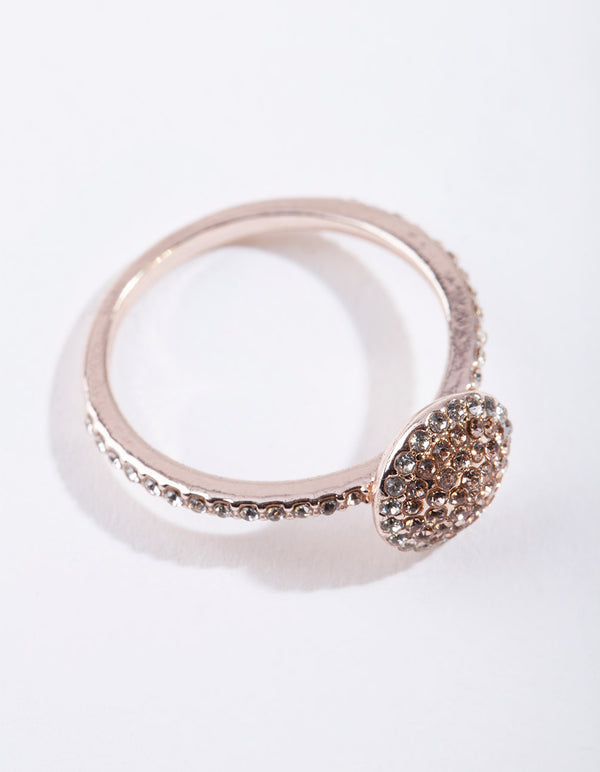 Rose Gold Round Diamante Ring