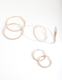 Mixed Size Rose Gold Diamante Hoop Pack - link has visual effect only