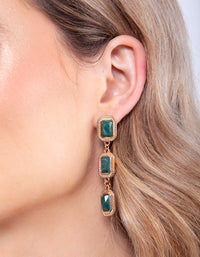 Green Triple Stone Drop Earrings - link has visual effect only