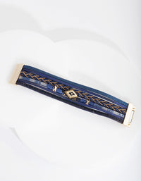 Navy Metallic Strand Cuff Bracelet - link has visual effect only