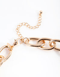 Gold Chunky Diamante Link Necklace - link has visual effect only