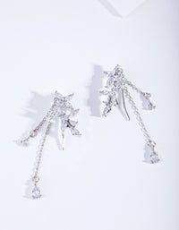 Silver Cubic Zirconia Mini Flower Crawler Earrings - link has visual effect only