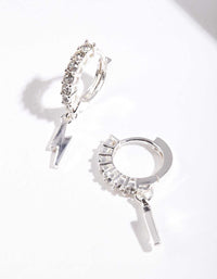 Silver Lightning Charm Huggie Earrings - link has visual effect only