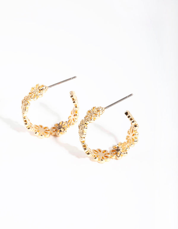 Gold Daisy Chain Hoop Earrings