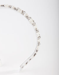 Silver Trim Pearl & Crystal Headband - link has visual effect only