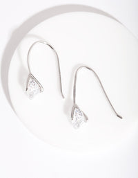 Sterling Silver Cubic Zirconia Sleek Drop Earrings - link has visual effect only