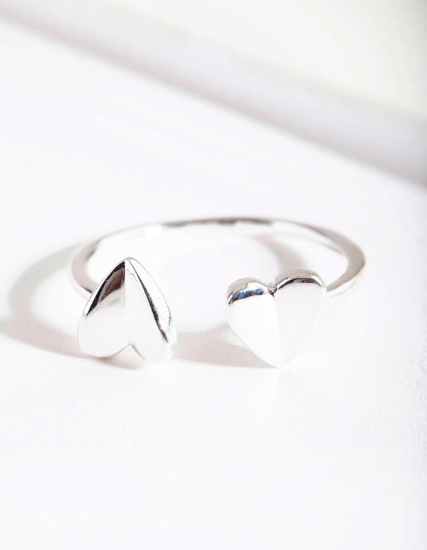 Silver Open Double Heart Ring