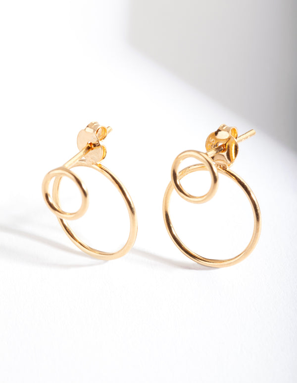 Gold Plated Sterling Silver Open Circle Jacket Earrings