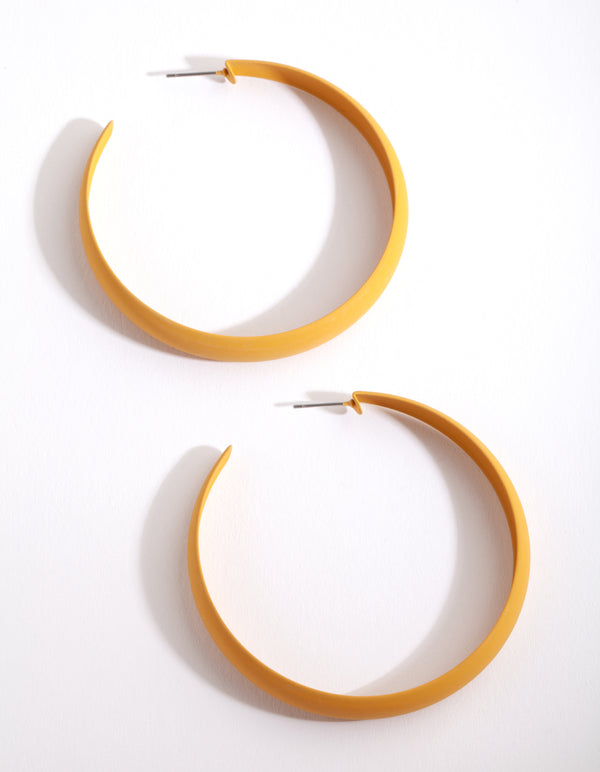 Mustard Coated Metal 60mm Hoop Earrings