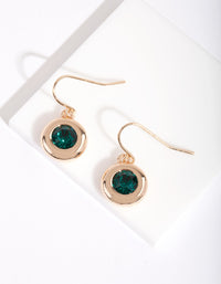 Emerald Diamond Simulant Circle Drop Earrings - link has visual effect only