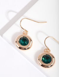 Emerald Diamond Simulant Circle Drop Earrings - link has visual effect only