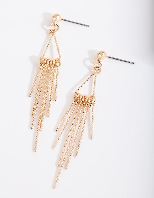 Gold Diacut Triangle Tassel Earrings