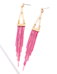 Gold Pink Chain Earrings - link has visual effect only