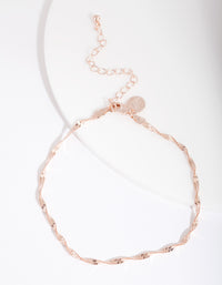 Rose Gold Twist Chain Anklet - link has visual effect only