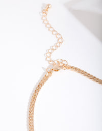 Gold 3mm Herringbone Chain Anklet - link has visual effect only