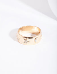 Gold Diamante Symbol Band Ring - link has visual effect only