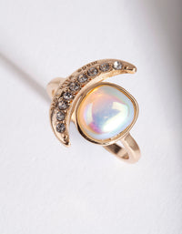 Gold Rainbow Stone & Moon Ring - link has visual effect only