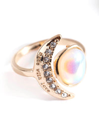 Gold Rainbow Stone & Moon Ring - link has visual effect only