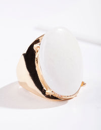 Gold Large Semi Precious Oval Ring - link has visual effect only