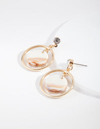 Shiny Gold Acrylic Disc Drop Earrings - link has visual effect only