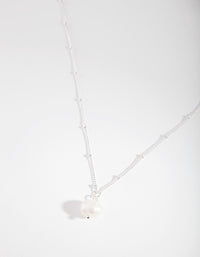 Silver Ball Chain Pearl Necklace - link has visual effect only