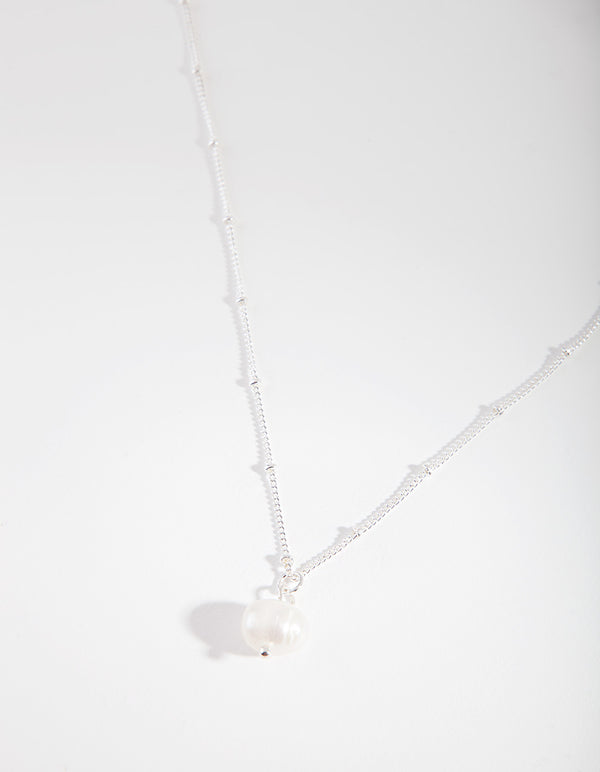 Silver Ball Chain Pearl Necklace