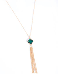 Gold Clover Tassel Chain Necklace - link has visual effect only