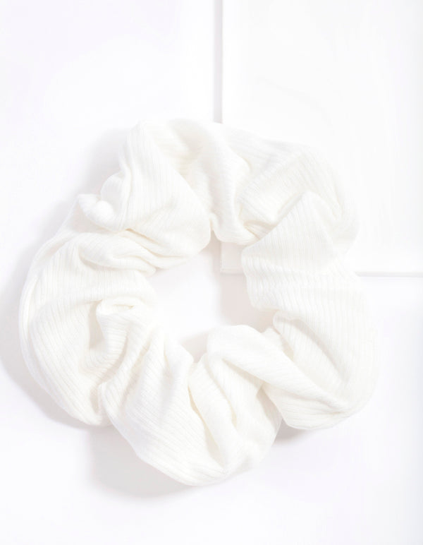 White Ribbed Fabric Scrunchie